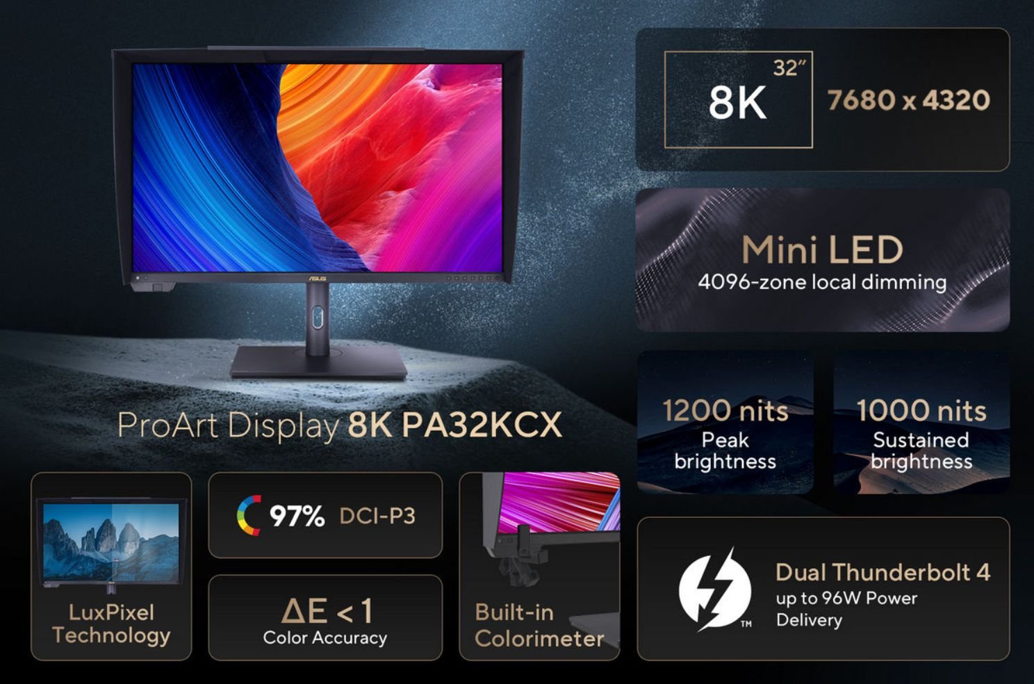 Computer asus proart display 8k pa32kcx monitor mini led for professionals